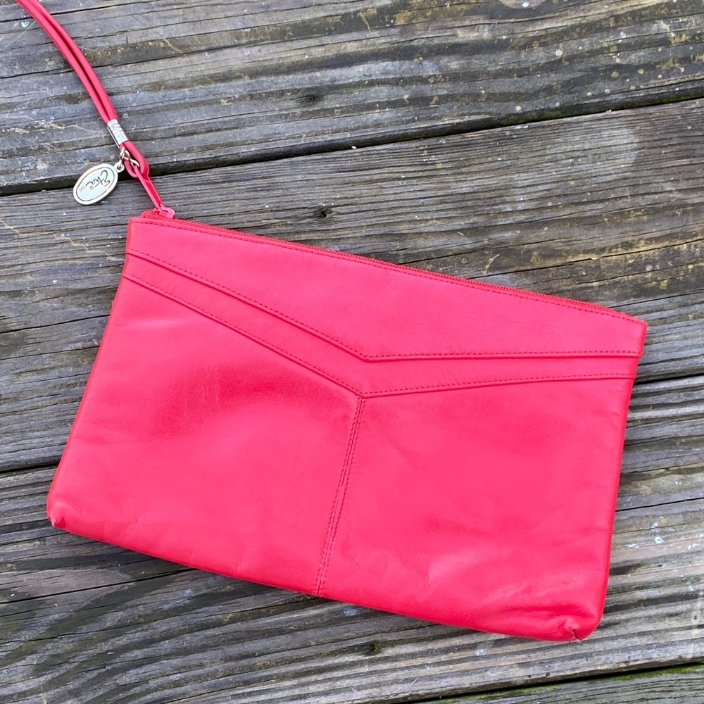 Etra vintage red genuine leather purse clutch wristlet 1970’s